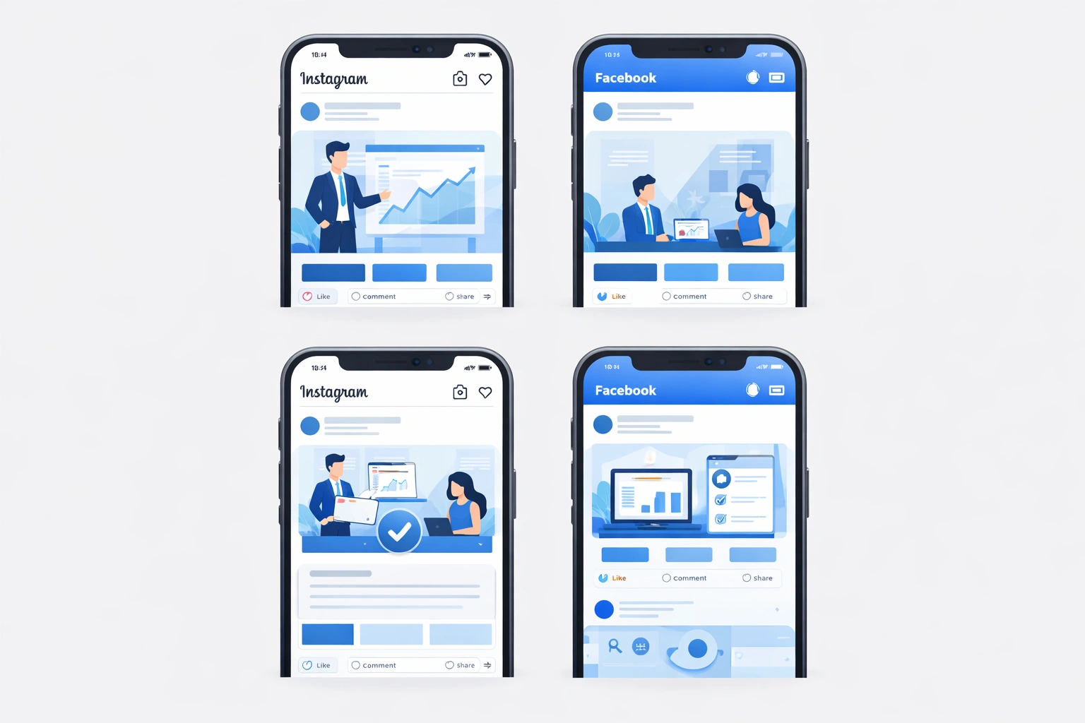 Social media creative design samples created for marketing and brand engagement